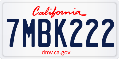 CA license plate 7MBK222