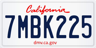 CA license plate 7MBK225