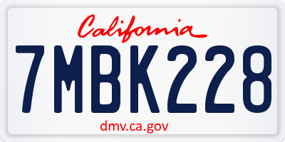 CA license plate 7MBK228