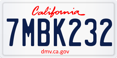 CA license plate 7MBK232