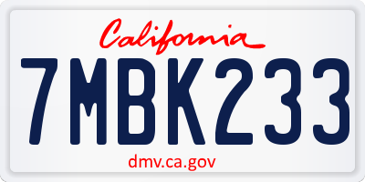 CA license plate 7MBK233