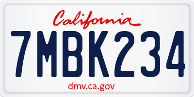CA license plate 7MBK234