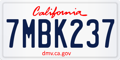 CA license plate 7MBK237