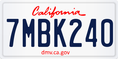 CA license plate 7MBK240