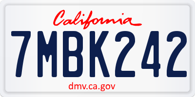 CA license plate 7MBK242