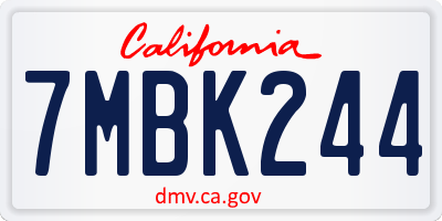 CA license plate 7MBK244