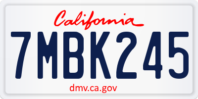 CA license plate 7MBK245