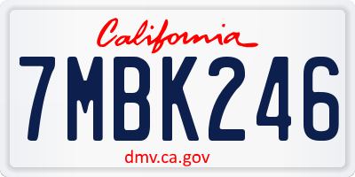 CA license plate 7MBK246