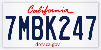 CA license plate 7MBK247