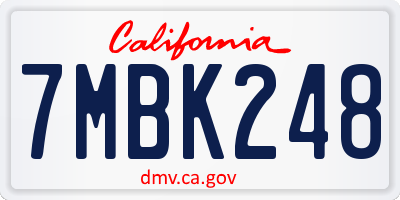 CA license plate 7MBK248