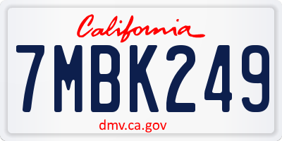 CA license plate 7MBK249