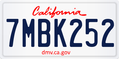 CA license plate 7MBK252