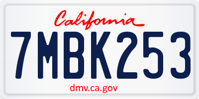 CA license plate 7MBK253