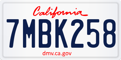 CA license plate 7MBK258