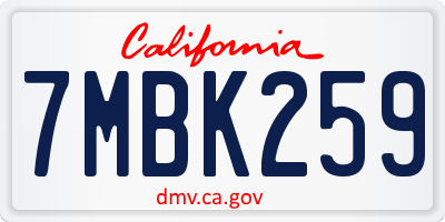 CA license plate 7MBK259