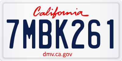 CA license plate 7MBK261