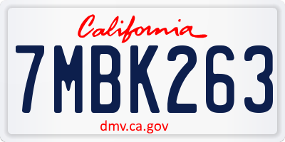 CA license plate 7MBK263