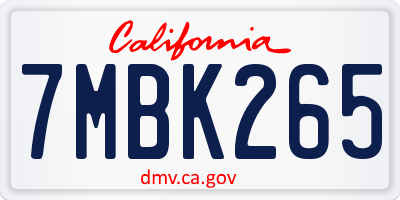 CA license plate 7MBK265