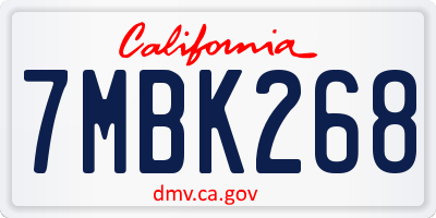 CA license plate 7MBK268