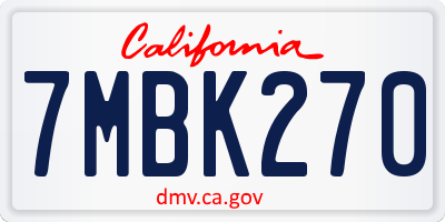 CA license plate 7MBK270