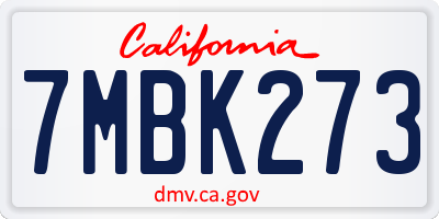 CA license plate 7MBK273