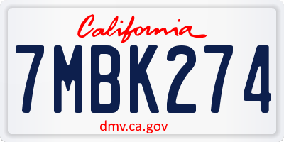 CA license plate 7MBK274