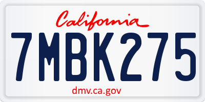 CA license plate 7MBK275
