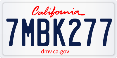 CA license plate 7MBK277