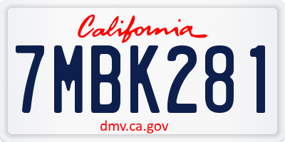 CA license plate 7MBK281