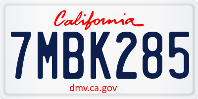 CA license plate 7MBK285
