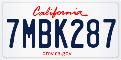 CA license plate 7MBK287