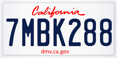 CA license plate 7MBK288