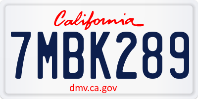 CA license plate 7MBK289