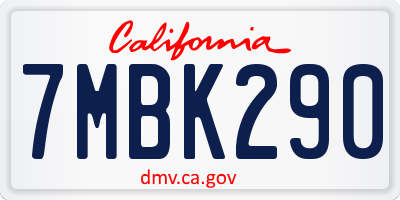 CA license plate 7MBK290