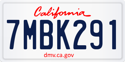 CA license plate 7MBK291