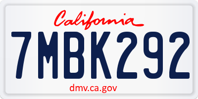 CA license plate 7MBK292