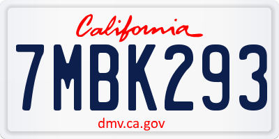 CA license plate 7MBK293