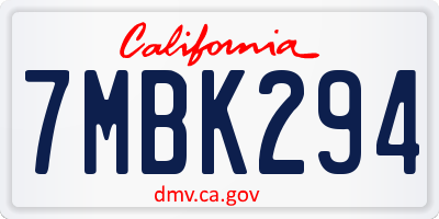 CA license plate 7MBK294