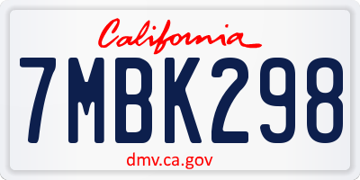 CA license plate 7MBK298