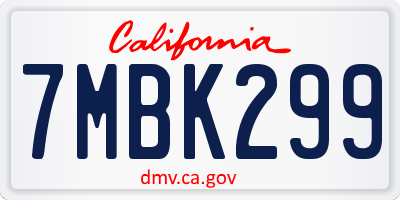 CA license plate 7MBK299