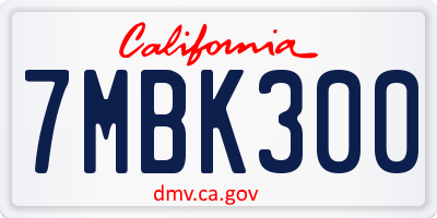 CA license plate 7MBK300