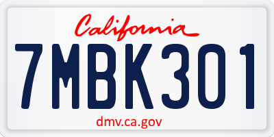 CA license plate 7MBK301