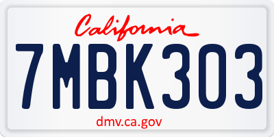 CA license plate 7MBK303