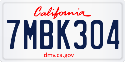 CA license plate 7MBK304