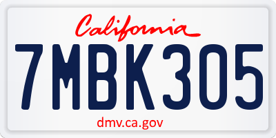 CA license plate 7MBK305