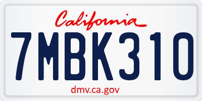 CA license plate 7MBK310
