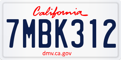 CA license plate 7MBK312
