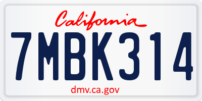 CA license plate 7MBK314