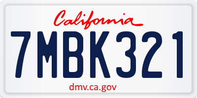 CA license plate 7MBK321