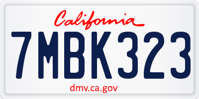 CA license plate 7MBK323